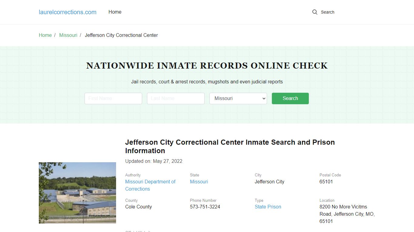 Jefferson City Correctional Center Inmate Search, Visitation, Phone no ...